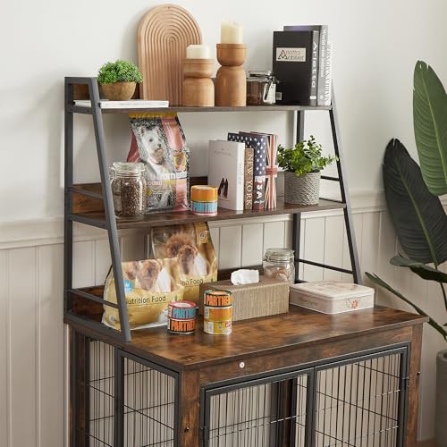 NicBex Animal Cage in 38.6"L x 25.2"W x 56.9"H, Rustic Brown
