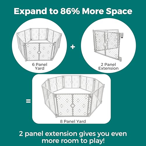 MYPET Pet Playpen in 2-Panel Extension, Light Gray