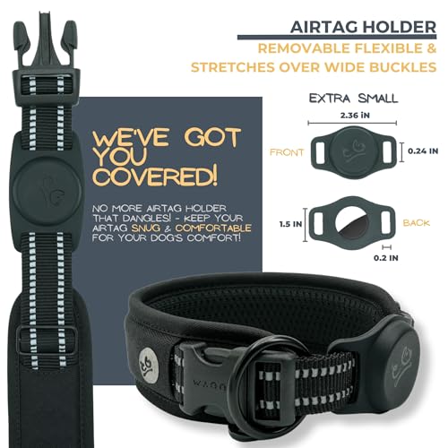 WaggyLife Animal Collar in XS (11.8"-13.8"), Black