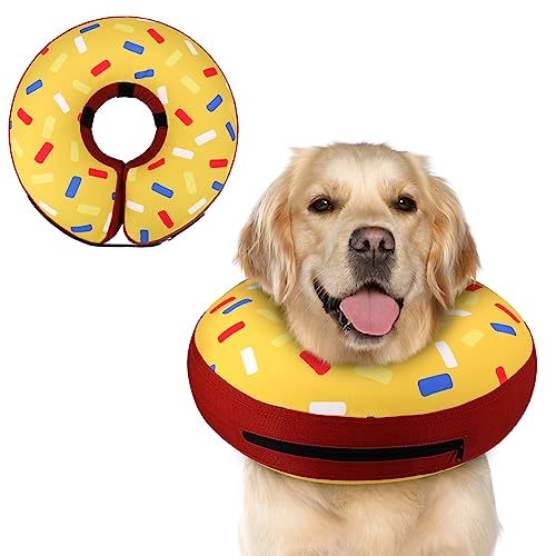 Supet Animal Recovery Collar Cone in L(Neck 12"-16"), Donut Yellow