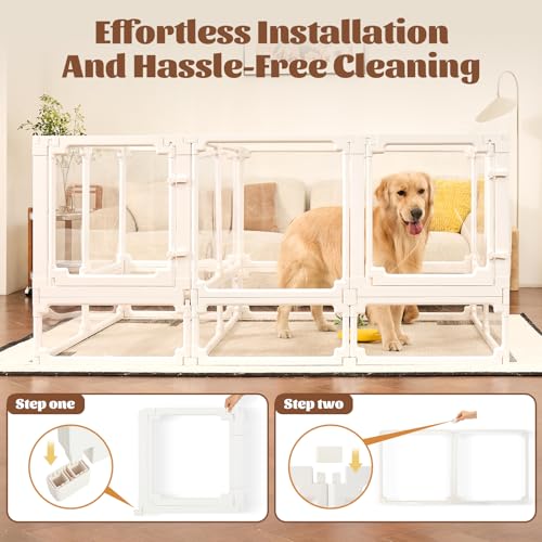 EVOTAILS Pet Playpen in 24"-1 Door+1 Panel, White
