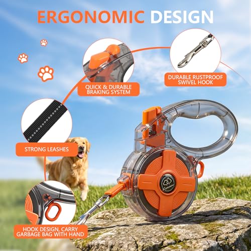XlyCrtve Leash in 13 Feet, Orange