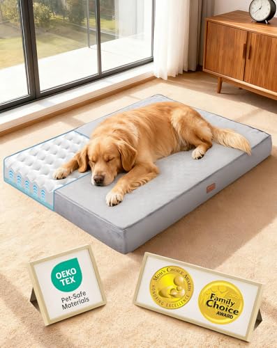 OhGeni Pet Bed Mat in 44" x 32" x 4" (For Sprawling), 01-Gray