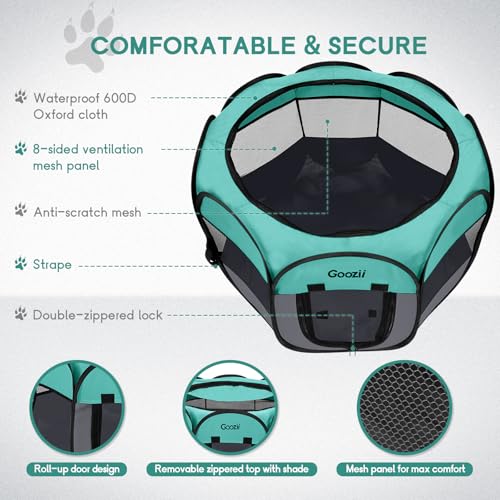Goozii Pet Playpen in Small, Green-Gray