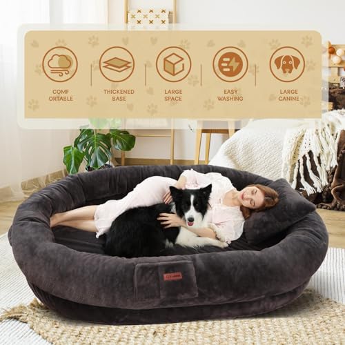 Fvkind Pet Bed Mat in 70"L×33"W×12"Th, Dark Grey