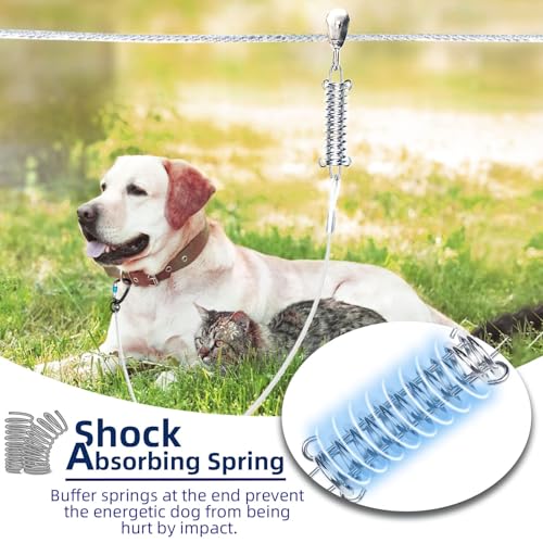 Snagle Paw Leash in 100ft run cable+10ft tie out cable, Silver for 250lbs dogs