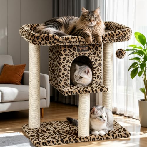 Feliskyn Pet Activity Structure in 28 Inches, Leopard Print