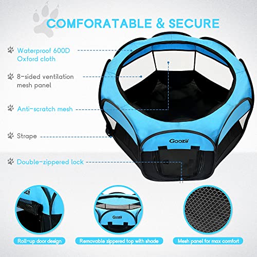 Goozii Pet Playpen in S [29" x 29" x 17"], Blue