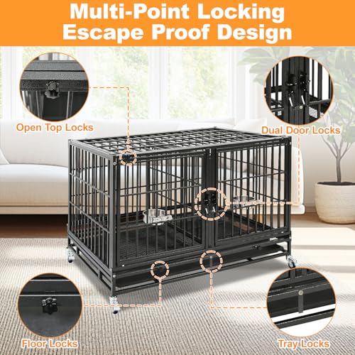 Homey Pet Animal Cage in 43.0"L x 28.0"W x 29.0"H, Black
