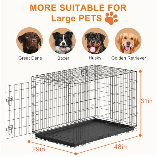 FDW Animal Cage in 48.0"L x 29.0"W x 31.0"H, Black
