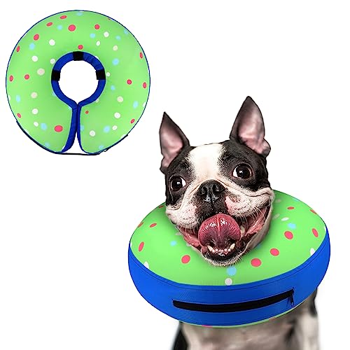 Supet Animal Recovery Collar Cone in S(Neck 7"-9.5"), Donut Green