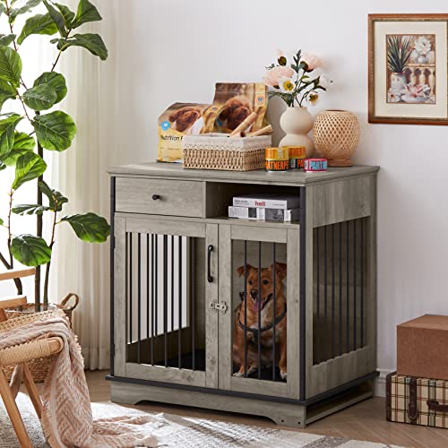 NicBex Animal Cage in 32.3"L x 22.8"W x 33.5"H, Grey