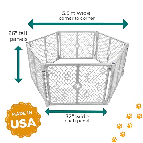 MYPET Pet Playpen in 6-Panel, Light Gray