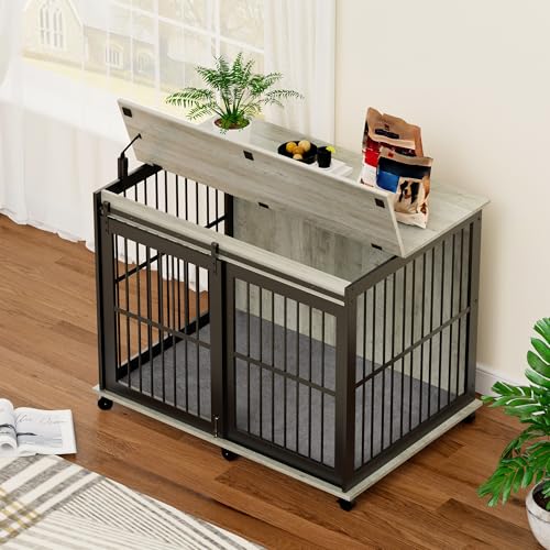 NicBex Animal Cage in 43.7"L x 30.0"W x 33.7"H, Grey