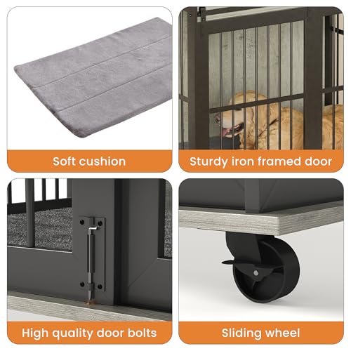 NicBex Animal Cage in 43.7"L x 30.0"W x 33.7"H, Grey