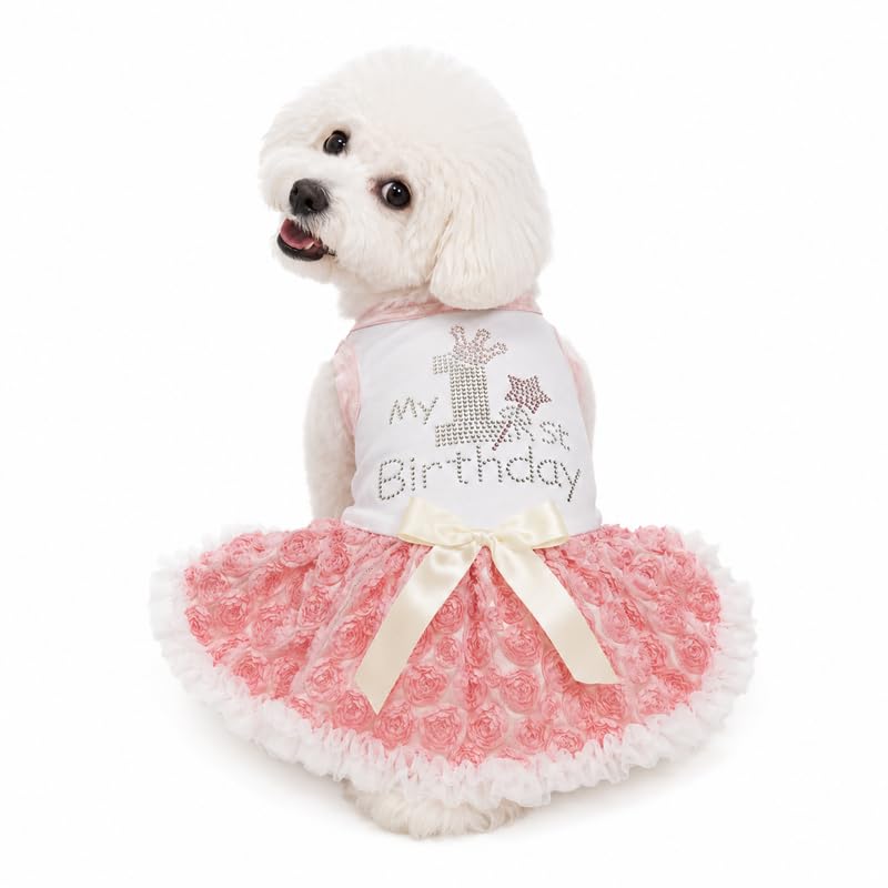 Petitebella Pet Apparel in X-Small, White/Dusty Pink Floral