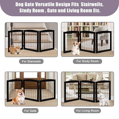 LZRS Temporary Gate in 24"Height-3 Panel, Black