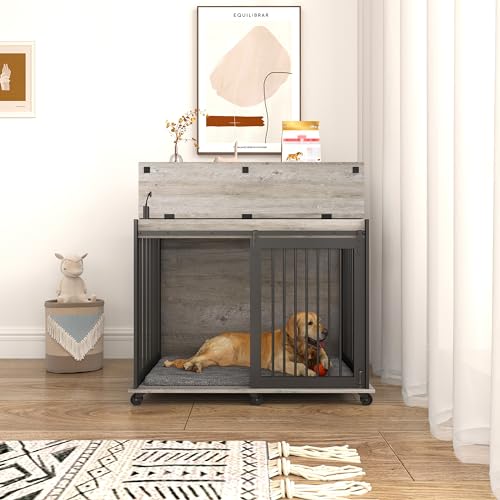 NicBex Animal Cage in 43.7"L x 29.9"W x 42.2"H, Grey