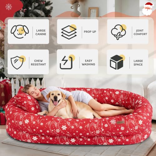 Fvkind Pet Bed Mat in 70"L×33"W×12"Th, Christmas