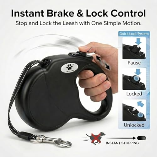 CROWN PAWS Leash in Large, Black