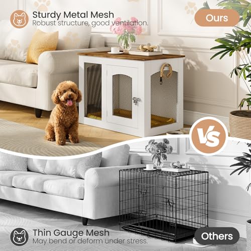 CHOEZON Animal Cage in 30.1"L x 19.7"W x 23.8"H, White and Walnut
