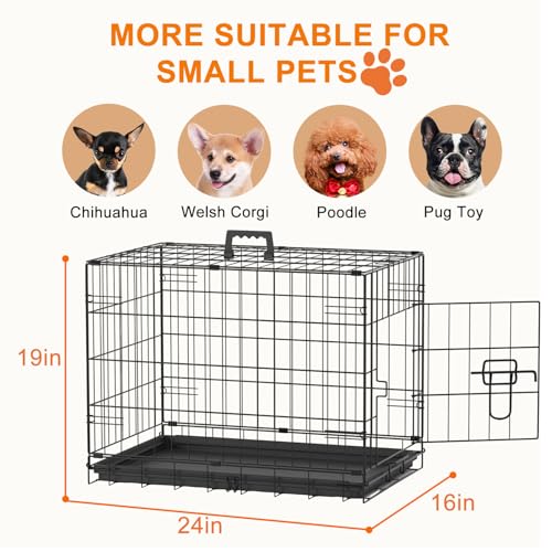 FDW Animal Cage in 24.0"L x 16.0"W x 19.0"H, Black