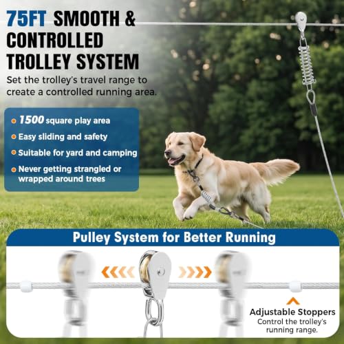 Duckygoo Leash in 75FT+10FT,250LBS, Silver