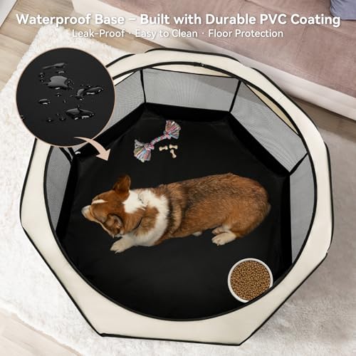 A 4 Pet Pet Playpen in S(29.92"x29.92"x16.5"), Grey+Beige