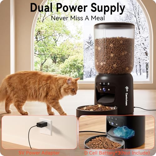 Centvicam Pet Feeder in 6L cat food storage container, Black