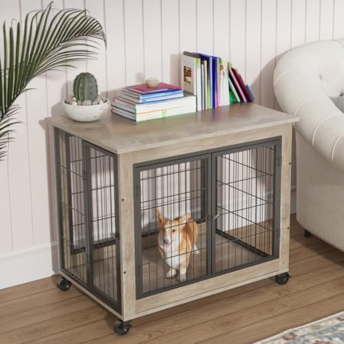 NicBex Animal Cage in 31.5"L x 21.0"W x 24.8"H, Grey