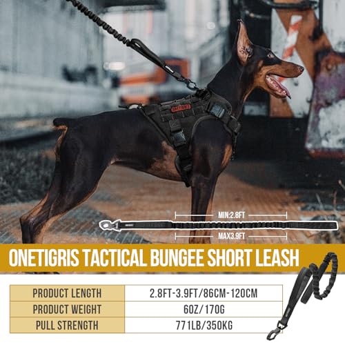 ONETIGRIS Leash in 85cm-118cm/33.5in-46.5in, Black