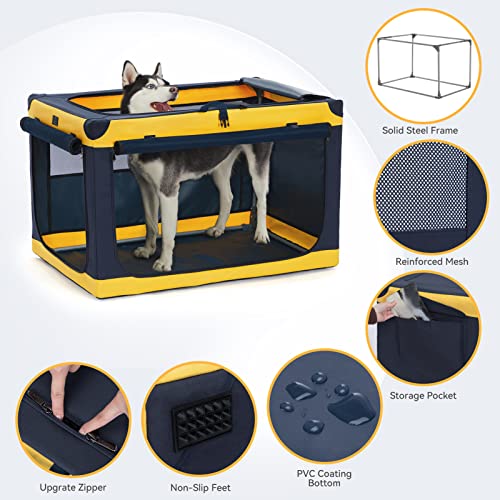 A 4 Pet Animal Cage in 26.0"L x 19.0"W x 18.0"H, Blue+Yellow