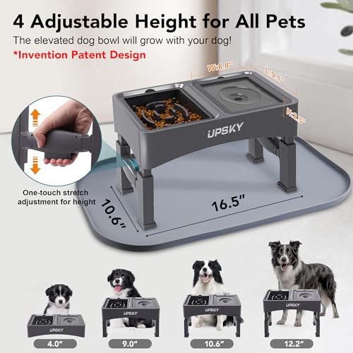UPSKY Pet Feeder in N-3 in 1 with Mat (Grey)