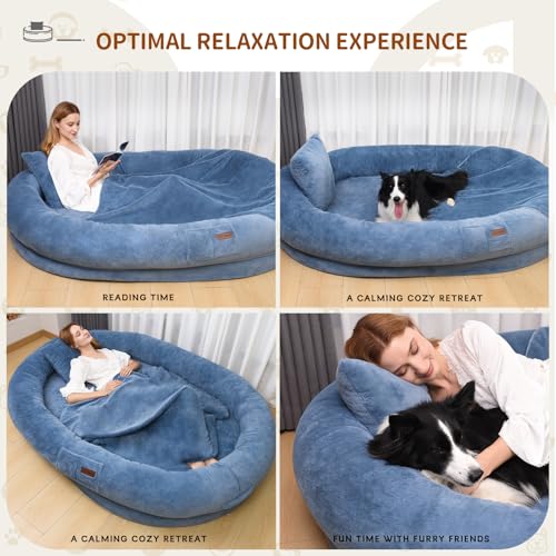 Fvkind Pet Bed Mat in 70"L×33"W×12"Th, Blue
