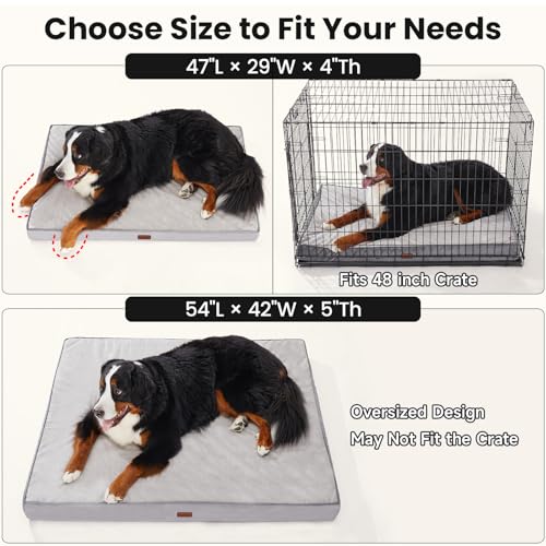 OhGeni Pet Bed Mat in 47" x 29" x 4" (For Crate), 01-Gray