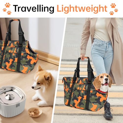 DELTAMANN Animal Carrier in 13.8"L x 5.0"W x 9.5"H, Camouflage Orange