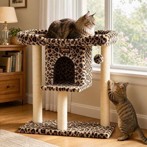 Feliskyn Pet Activity Structure in 28 Inches, Leopard Print