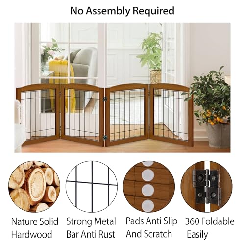 LZRS Temporary Gate in 24"Height-4 Panel, Oak Cherry