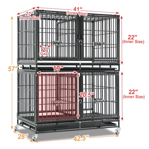 Homey Pet Animal Cage in 43.0"L - 2 Tiers - 1P, Black