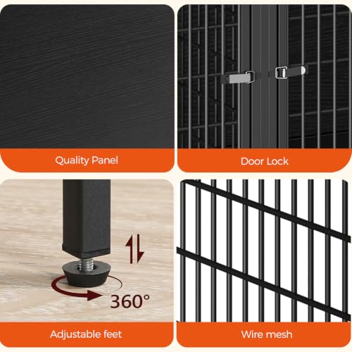 MAHANCRIS Animal Cage in 43.3"L x 21.7"W x 26.4"H, Black