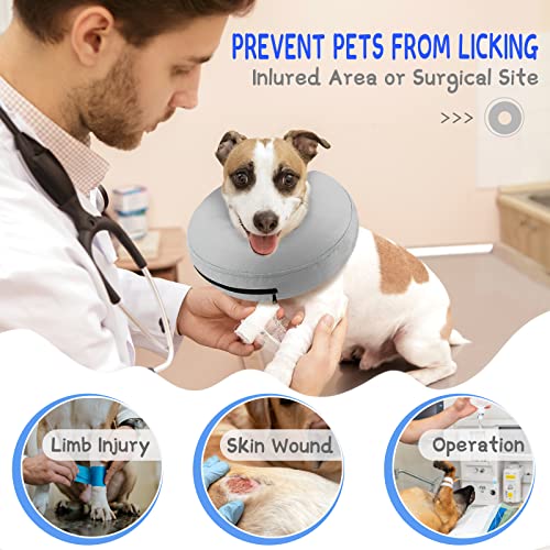Supet Animal Recovery Collar Cone in S(Neck 7"-9.5"), Solid Grey