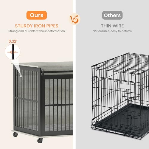 NicBex Animal Cage in 43.7"L x 30.0"W x 33.7"H, Grey