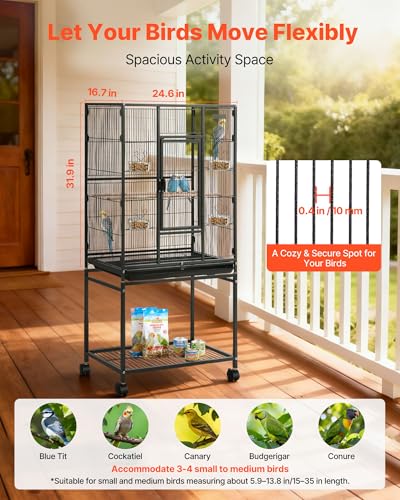 VEVOR Animal Cage in 24.6"L x 16.7"W x 53.9"H, Black