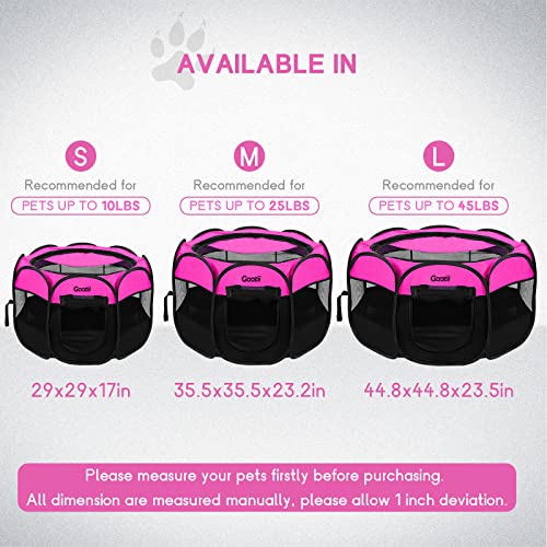 Goozii Pet Playpen in M [35.5" x 35.5" x 23.1"], Pink