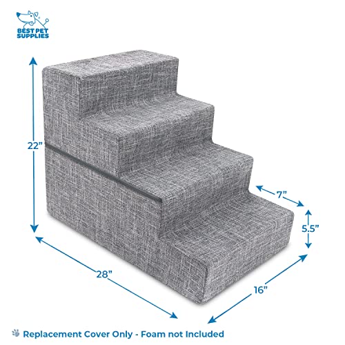 Best Pet Supplies Animal Stair in H: 22 Inches (Foldable), Ash Gray Linen