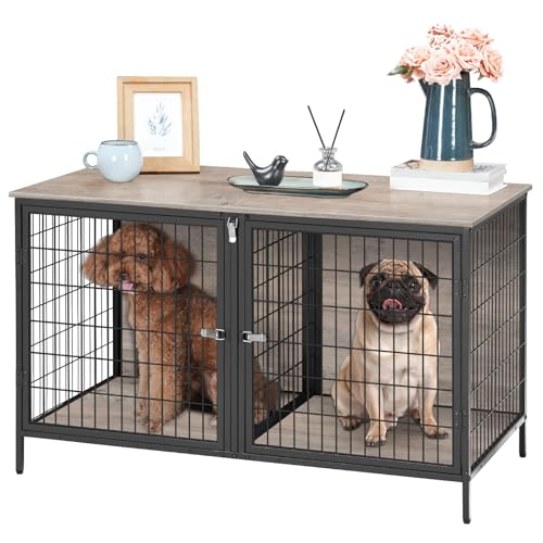 MAHANCRIS Animal Cage in 43.3"L x 21.7"W x 26.4"H, Greige