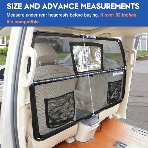 GEVINFA Pet Supplies in 52" Wide Dog Car Barrier, Black