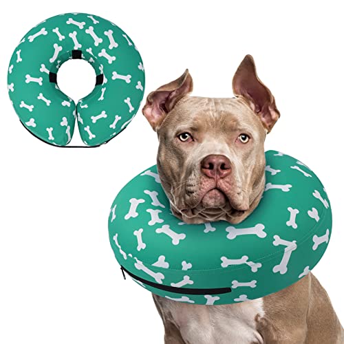 Supet Animal Recovery Collar Cone in XXL(Neck 18.5"-23.5"), T Bone Green