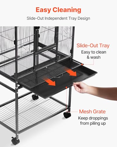 VEVOR Animal Cage in 24.6"L x 16.7"W x 53.9"H, Black