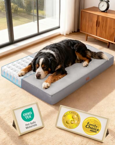 OhGeni Pet Bed Mat in 47" x 29" x 4" (For Crate), 01-Gray